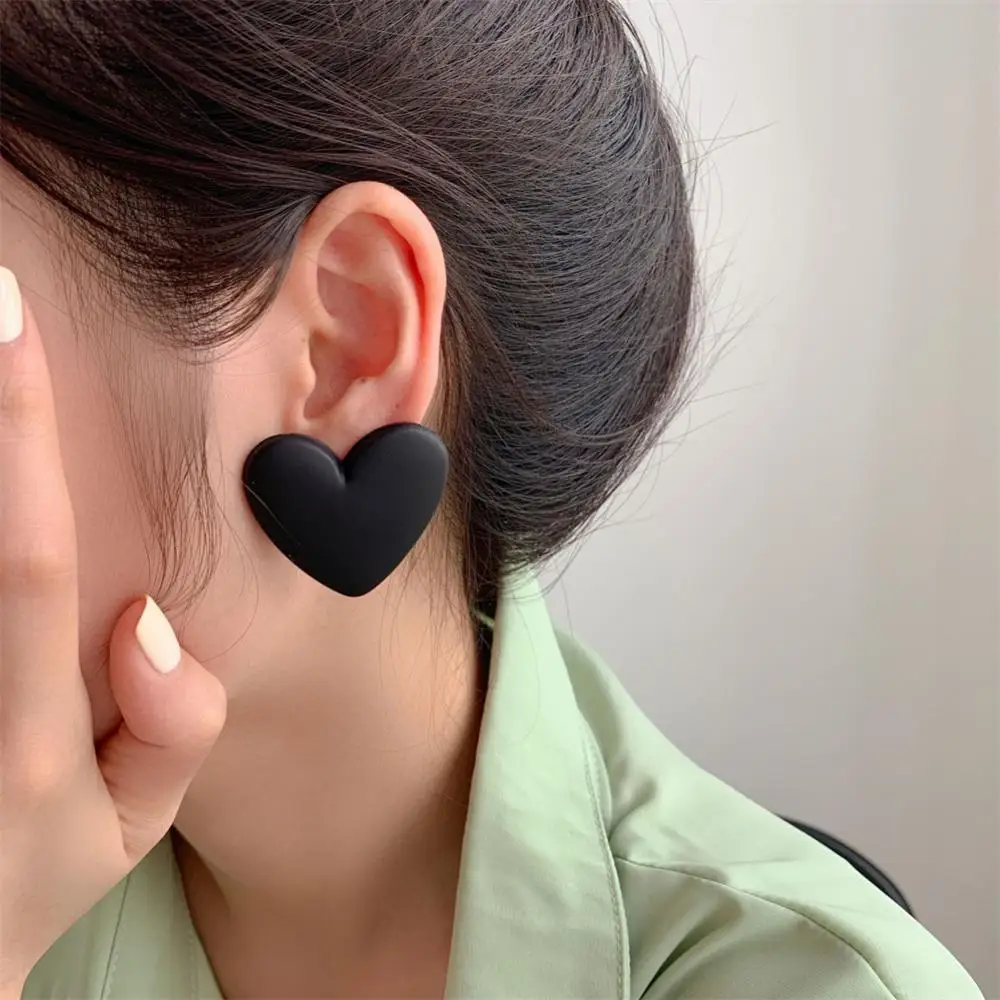 1Pair Heart Earrings For Women Girls Bohemian Colorful Love Heart Shape Ear Studs Statement Wedding Geometric Party Jewelry Gift