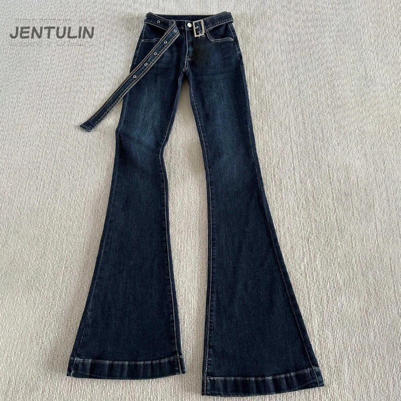 

Джинсы женские Y2K, облегающие, с низкой посадкой, повседневные, ретро, джинсовые брюки, с высокой талией, расклешенные, длинные, с широкими штанинами, осенние, для женщин