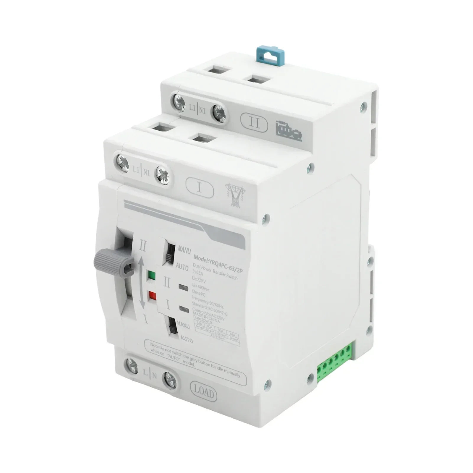 

1 шт. электрический резервный переключатель двойной мощности автоматический резервный переключатель 63A 220 В для переключателей ATS 2P для электрических деталей генератора