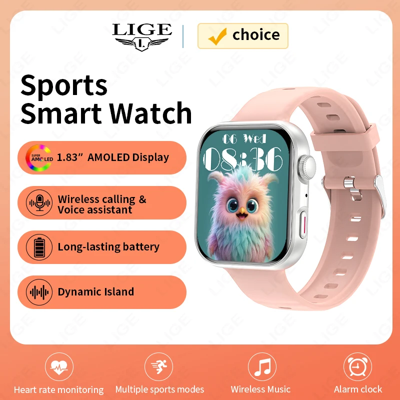 

LIGE Новые модные умные часы с сенсорным экраном, Bluetooth-вызовами, мониторингом сердечного ритма и фитнес-функциями, смарт-часы для мужчин и женщин