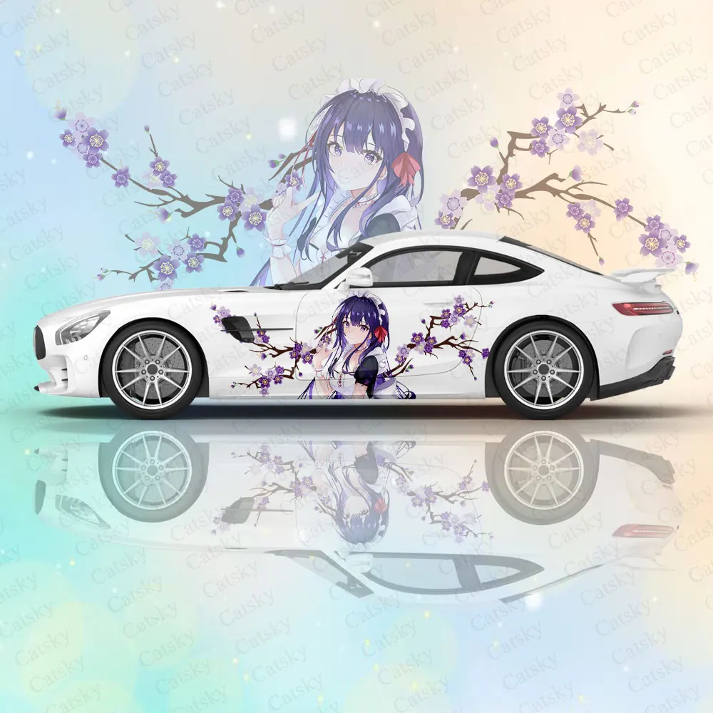 

Genshin Impact Raiden Shogun автомобильная боковая наклейка Декор, ПВХ водонепроницаемая устойчивая к царапинам наклейка, защита автомобиля, автоаксессуары в подарок