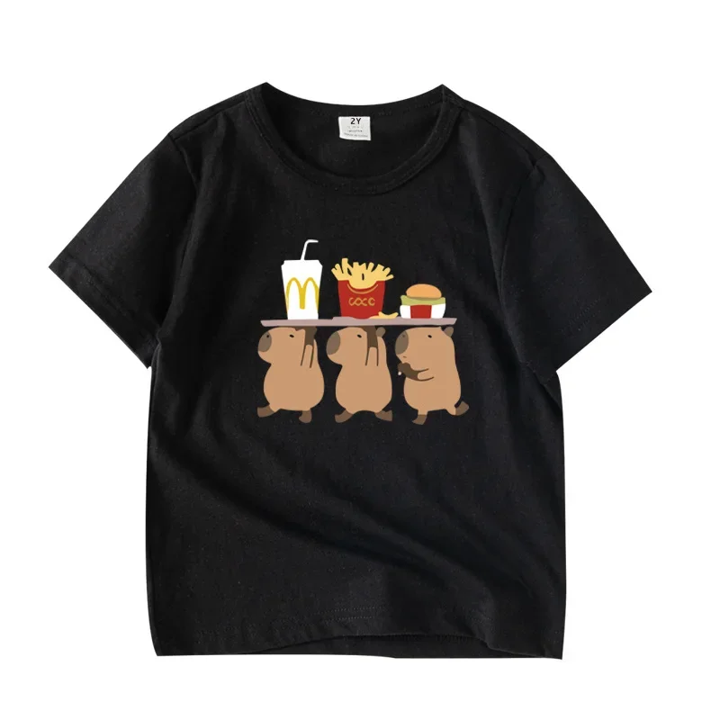 

New Summer Boys' Round-neck Short-sleeved T-shirt and Children's Trendy Cartoon Half-sleeved T-shirt Are Cute Polyester Fabric