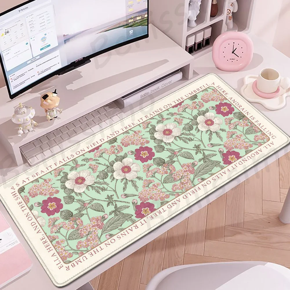 

HD Green Plants Vintage Flower Aesthetics Mouse Pad PC Large Mousepad XXL Playmat Soft Office Non-Slip Carpet Computer Desk Mat