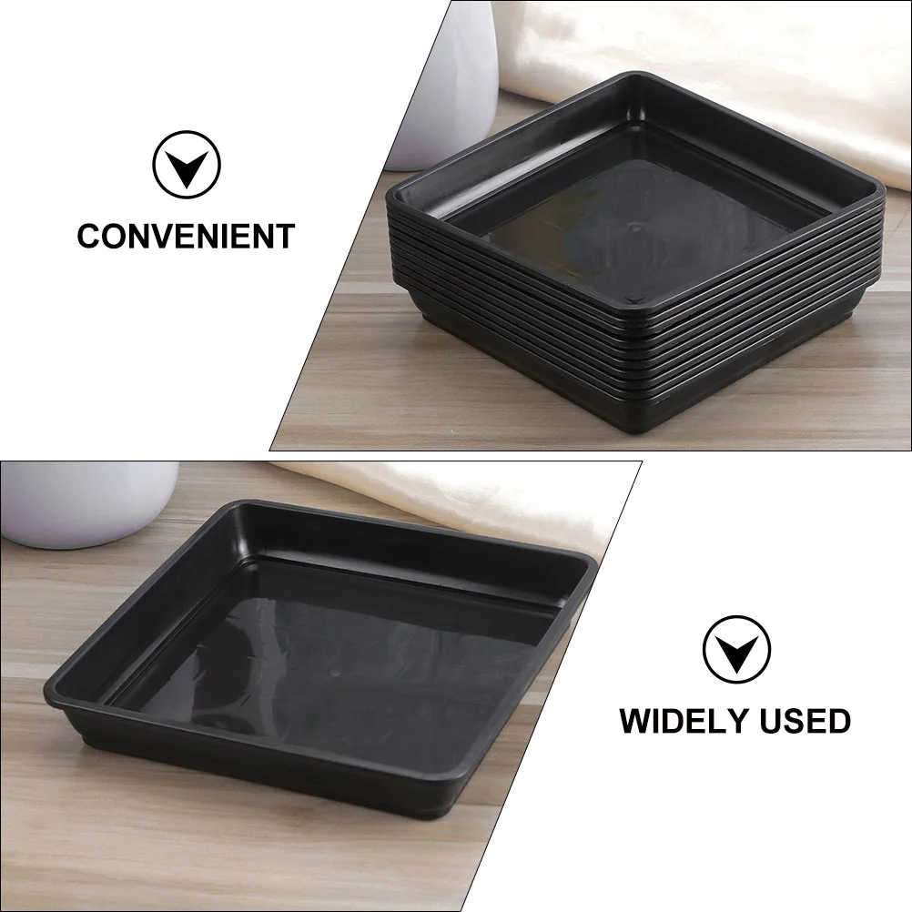 12 Pcs Square Flower Pot Tray Plants Pots Indoor Saucers Plastic Flowerpot Water Plates Holder