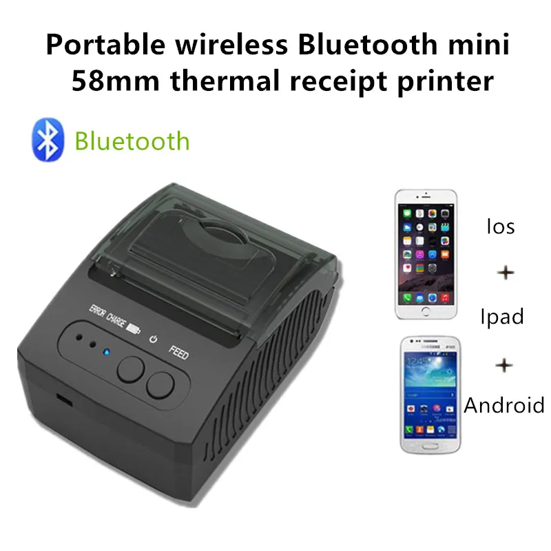 

Portable wireless Bluetooth mini 58mm thermal receipt printer compatible with Android&IOS for various industries