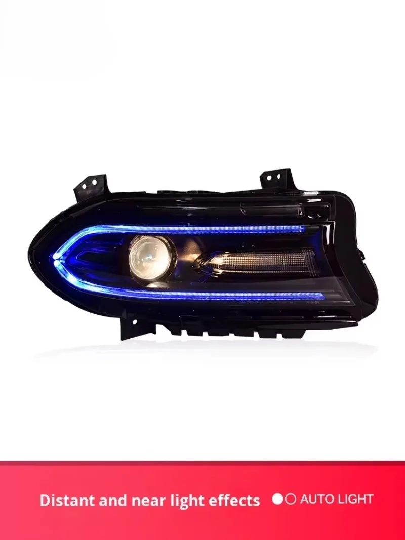 For Dodge Charger 2015-2019 LED Headlight Assembly Daytime Running Lights Turn Signal Lens Xenon Lights 6000k Color Temperature