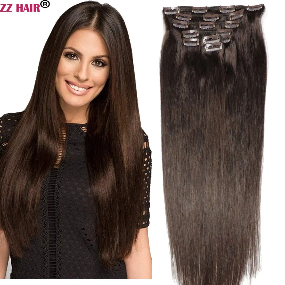 ZZHAIR Clips In 100% Human Hair Extensions 16