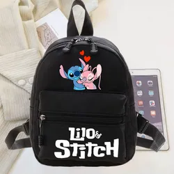 Disney-lilo & stitch漫画の女性用バックパック、カジュアルなショルダーバッグ、10代のかわいい収納バックパック、女の子用のランドセル、女性