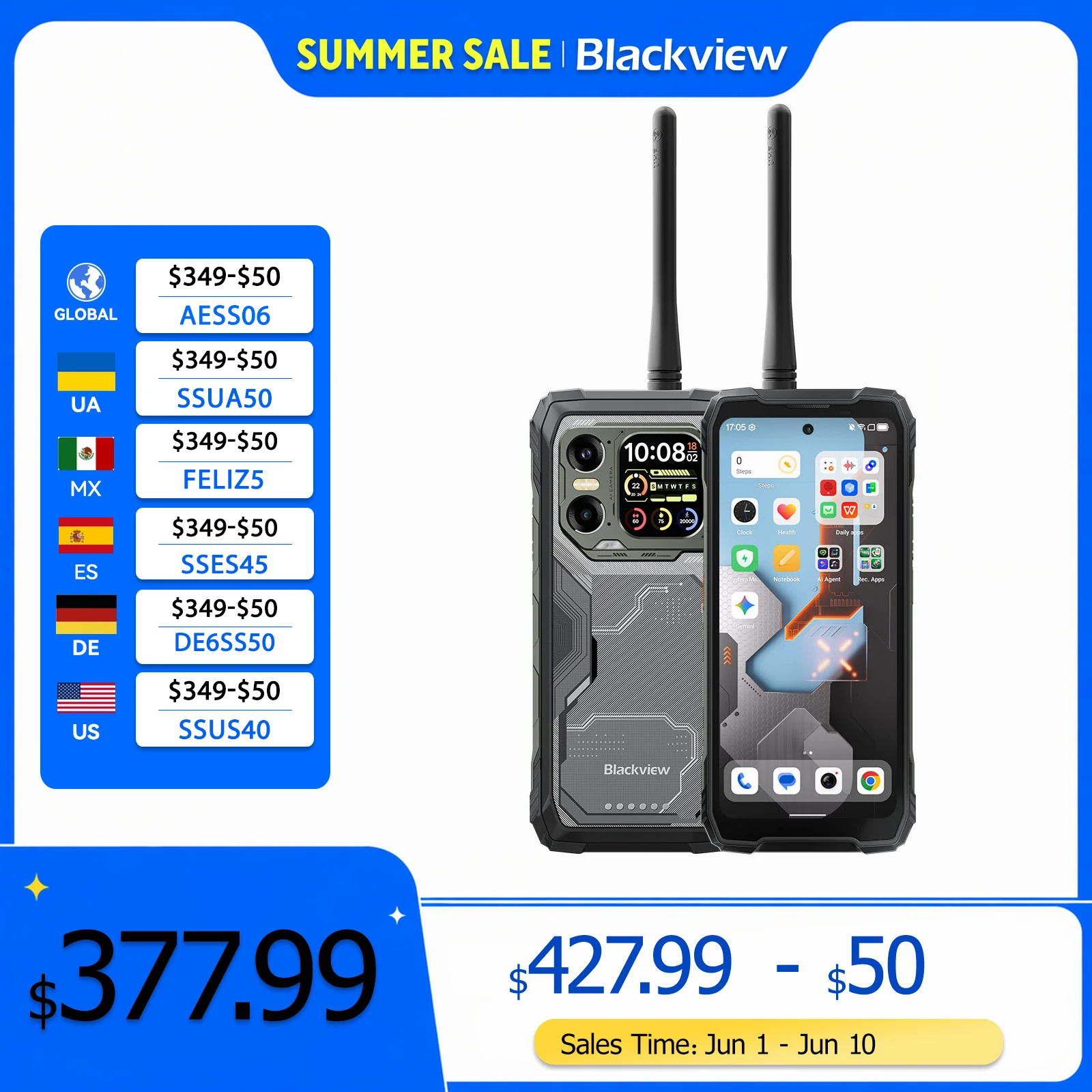 

Blackview XPLORE 1 Walkie Talkie,Rugged SmartPhone ,MediaTek Dimensity 7050,20000mAh 6.78" 120Hz Display,64MP,With Walkie Talkie