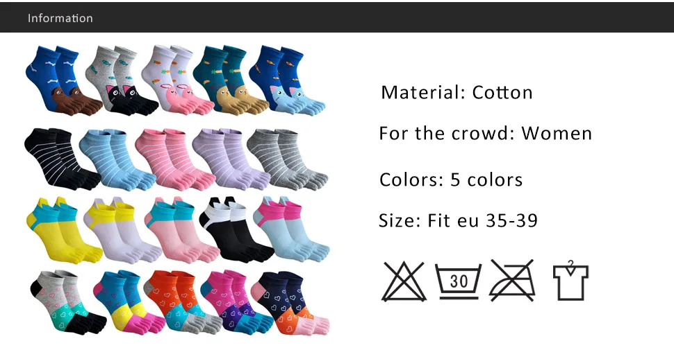 Fünf-Finger-Socken für Damen und Mädchen, Baumwolle, gestreift, Liebe, schweißabsorbierend, niedlich, lässig, antibakteriell, atmungsaktiv, Zehen-Söckchen für Studenten – Detail 1