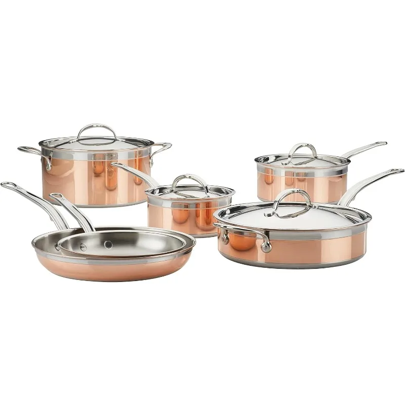 Hestan - CopperBond Collection - 100% Pure Copper 10-Piece Ultimate Cookware Set, Induction Cooktop Compatible