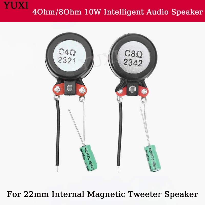 YUXI 1PCS 22mm For Silk Film Dome Tweeter 4ohm 8ohm 10W Speaker Inline Magnetic Factory Intelligent Audio With Cable