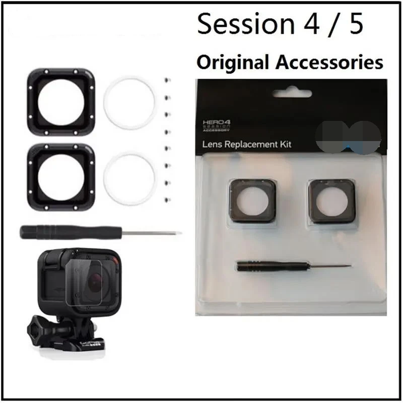 For Session Gopro 100% Original Lens Protetive Frame/UV Glass Lens Cover/Cap And Tools For Gopro Session 4 5 Camera Accessories