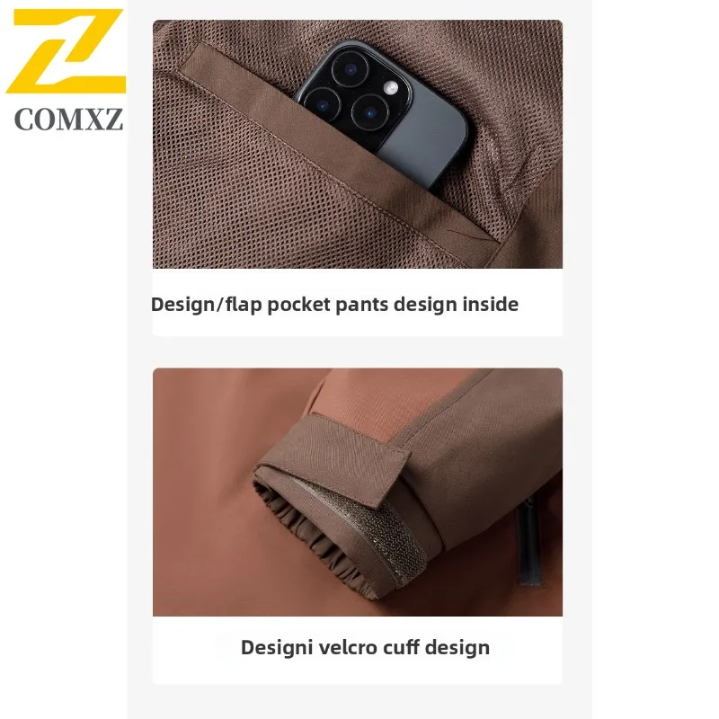 Maxbarley Male Jacket Color Block Outdoor Mountain Windproof Workwear Coat Durable Wear Resistant Functional Casual Overcoat