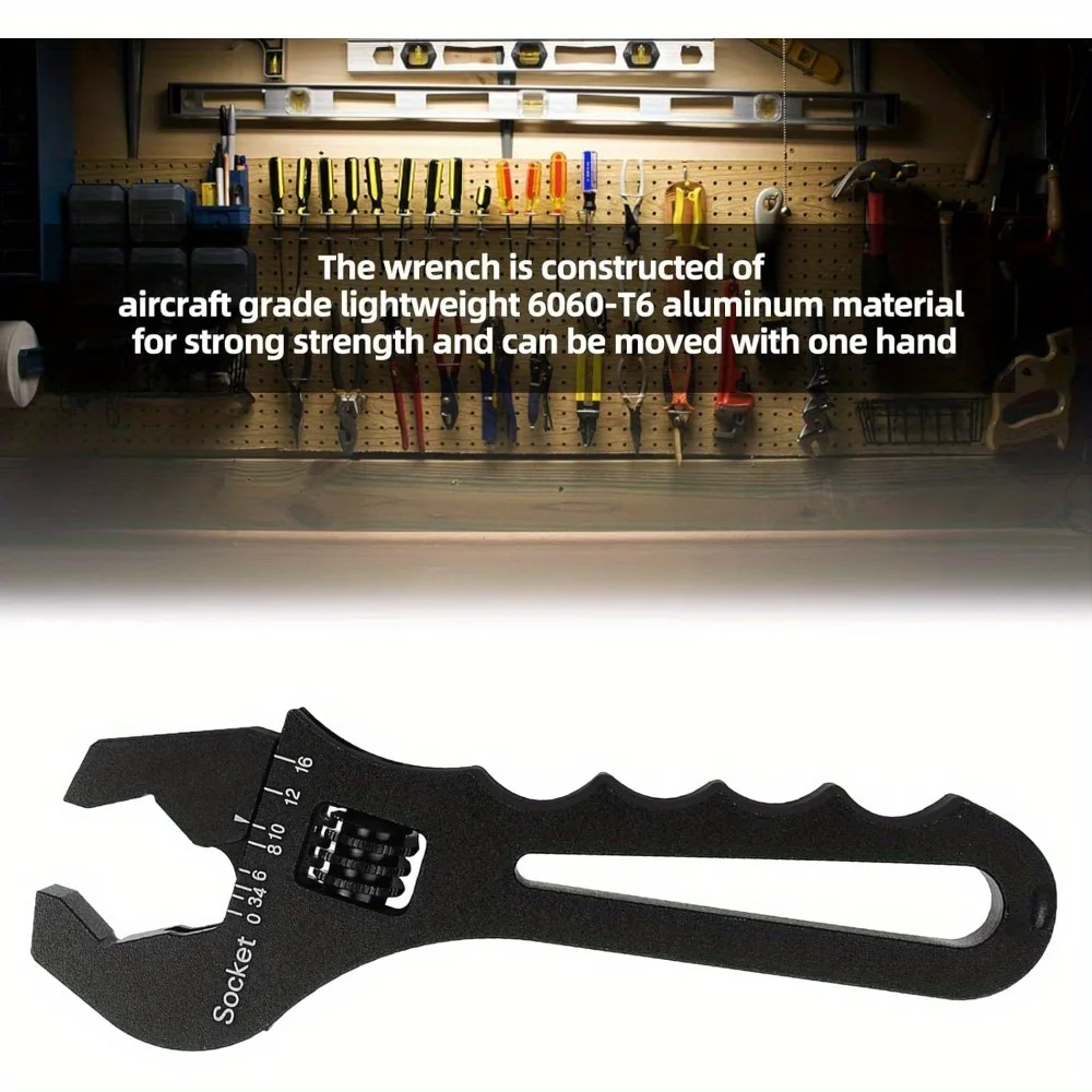 

3AN-16AN Adjustable AN Hose Fitting Wrench - Lightweight Aluminum Spanner Tool for Hydraulic Adapter Ends (Red/Blue/Black)