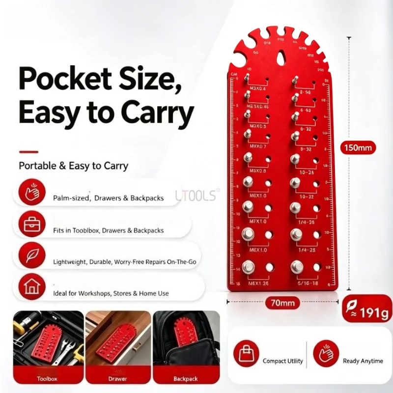 Thread Checker 18 Tooth Hole Nut And Bolt Thread Checker Gauge Inch And Metric Size Precise Screw Size And Thread Measuring Tool