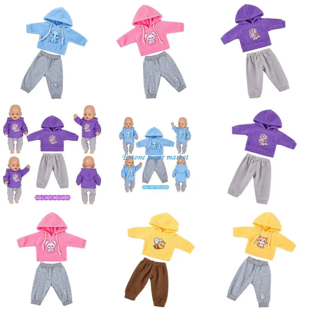 

090B 43 см Кукольная одежда, спортивная одежда, комплект штанов, мультяшный узор, аксессуары для кукол реборн