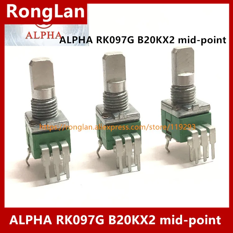 ALPHA B20K 097 B20KX2 RK097G Imported Taiwan Alpha Dual 6-Foot mid-point Mixer Audio Vertical Potentiometer Handle 15mm - 10PCS