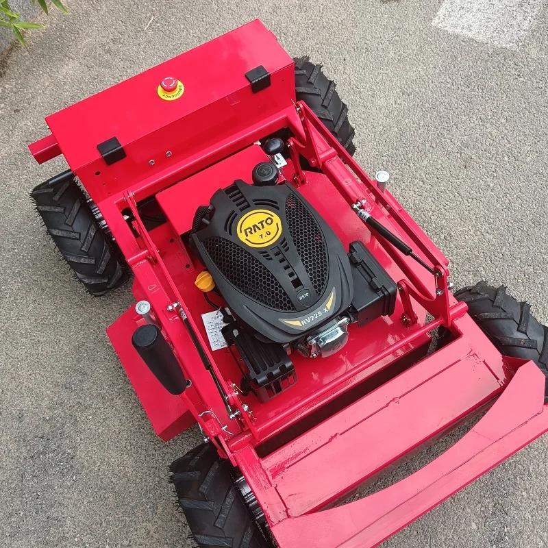 

Customized remote-controlled four-wheel drive wheeled trimmer by the manufacturer, suitable for orchards, lawns and gardens.