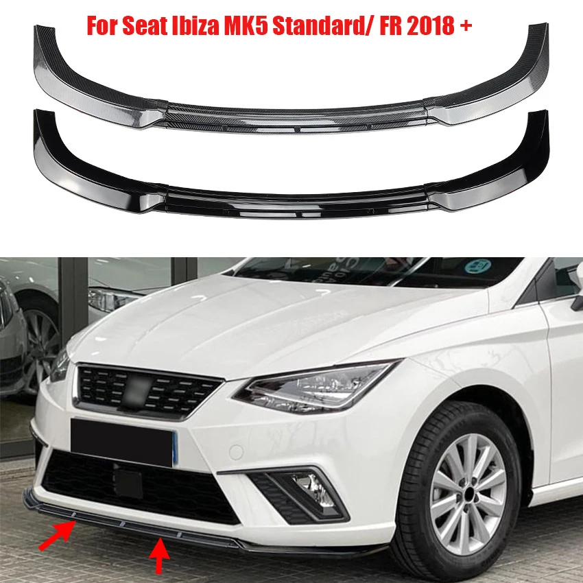 

For Seat Ibiza MK5 Standard/FR 2018+ Gloss Black Car Front Bumper Lip Splitter Diffuser Spoiler Guard ABS Trim Accessories