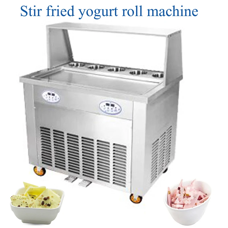 

Commercial Fried Ice Cream Maker Stir Yogurt Machine Double-pan Double Control Ice Cream Mixer Ice Cream Roll Maker