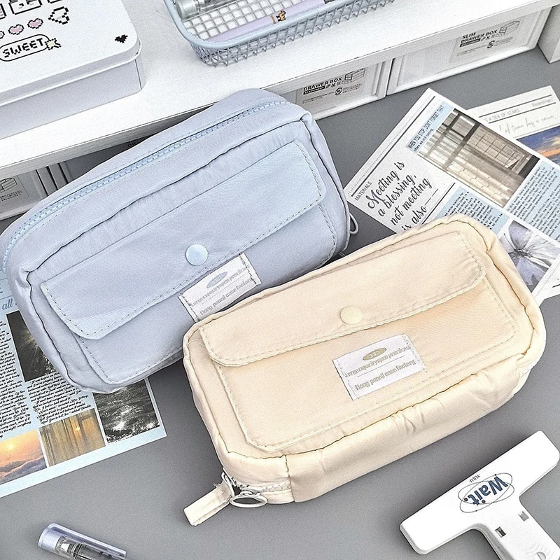

1pcs Large Capacity Pencil Bag Cute Cosmetic Bag Canvas Pencil Pouch Student Supplies Back To School Stationery Organizer Gift