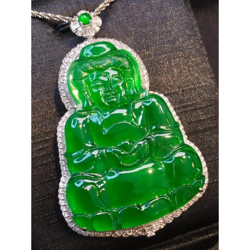 Natural Myanmar Mine Timber Jade Goddess of Mercy Pendant