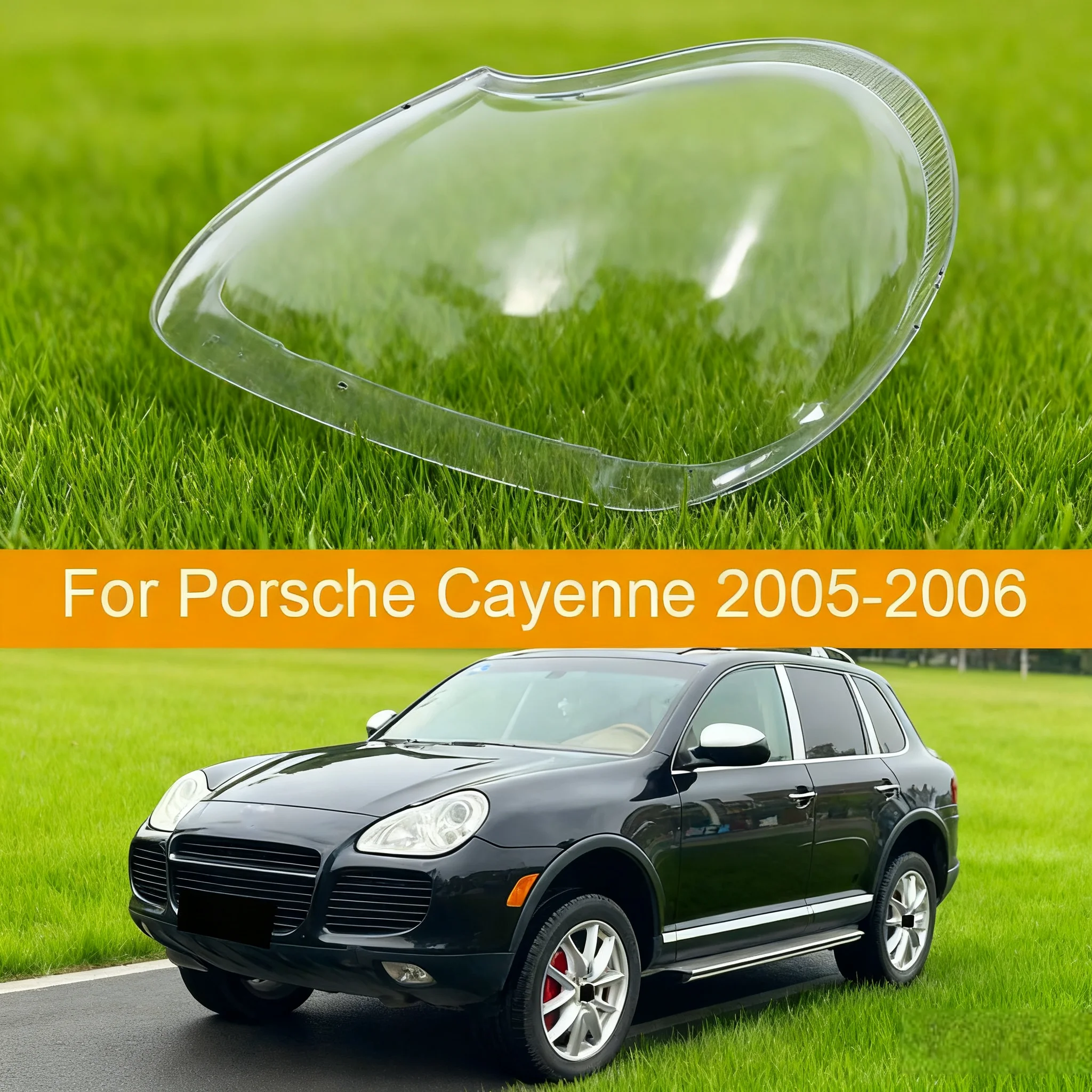 لبورشه كايين 2005 2006 اكسسوارات السيارات كشافات غطاء شفاف عاكس الضوء العلوي قذيفة عدسة شبكي #6