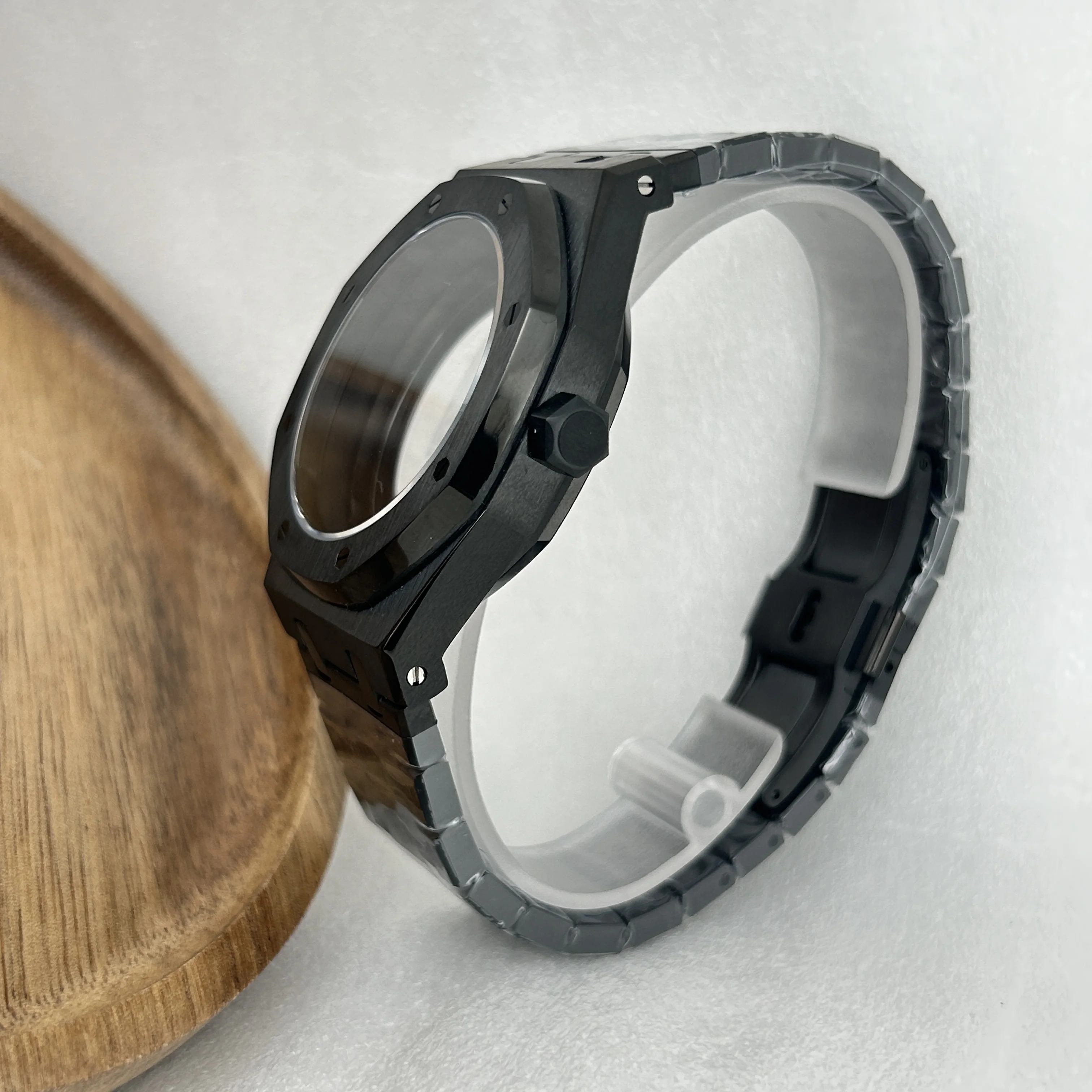 

41mm Modified Silver Black Sapphire Glass Watch Case Parts for Sek NH35 NH36 NH70/4R/7S Movement for Oak 31.8mm Dial No Logo