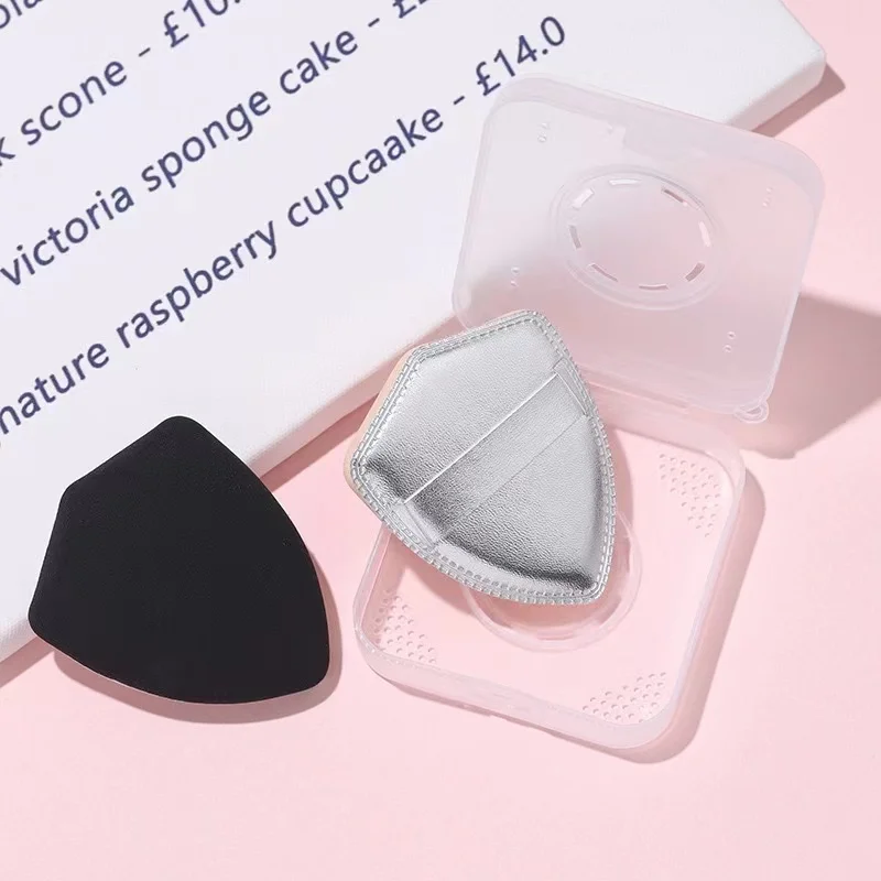 Hojaldre de cojín de algodón en forma de cohete dorado y plateado con caja, una herramienta de maquillaje DIY, perfecto como regalo para niñas.