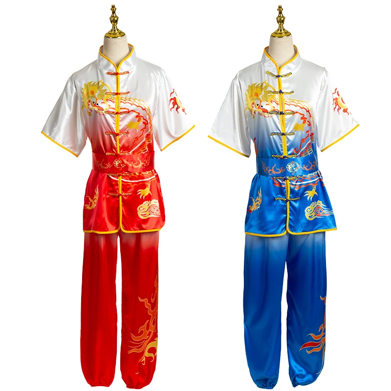 Tai Chi Suit Chinese Style Kung Fu Wushu Martial Arts Uniform Performance Jacket Pants Yaga Exercise Clothing Short Sleeve