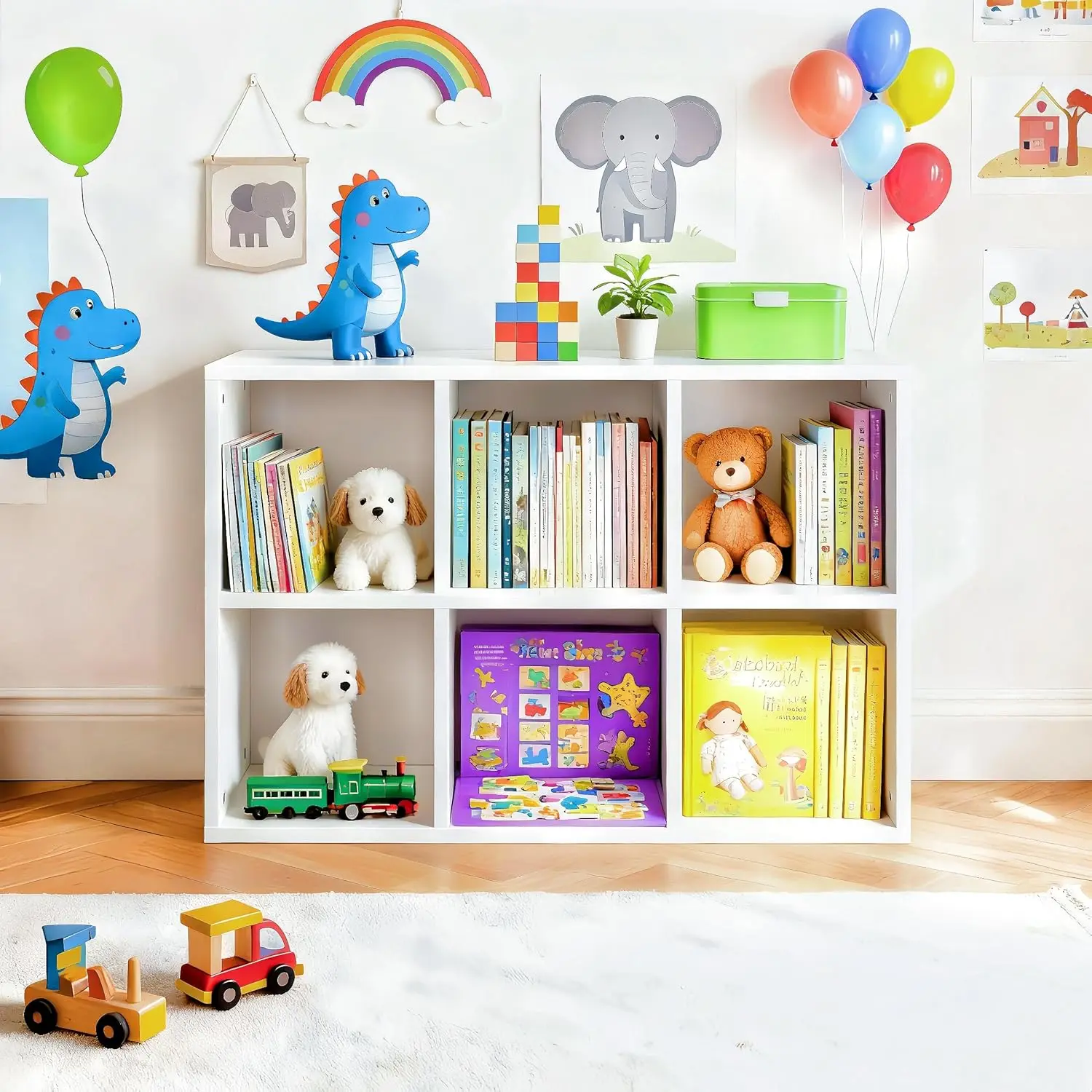 

6-Cube Kids Bookshelf with Anti-Tip Design | Easy Assembly Toy Storage for Bedroom & Living Room