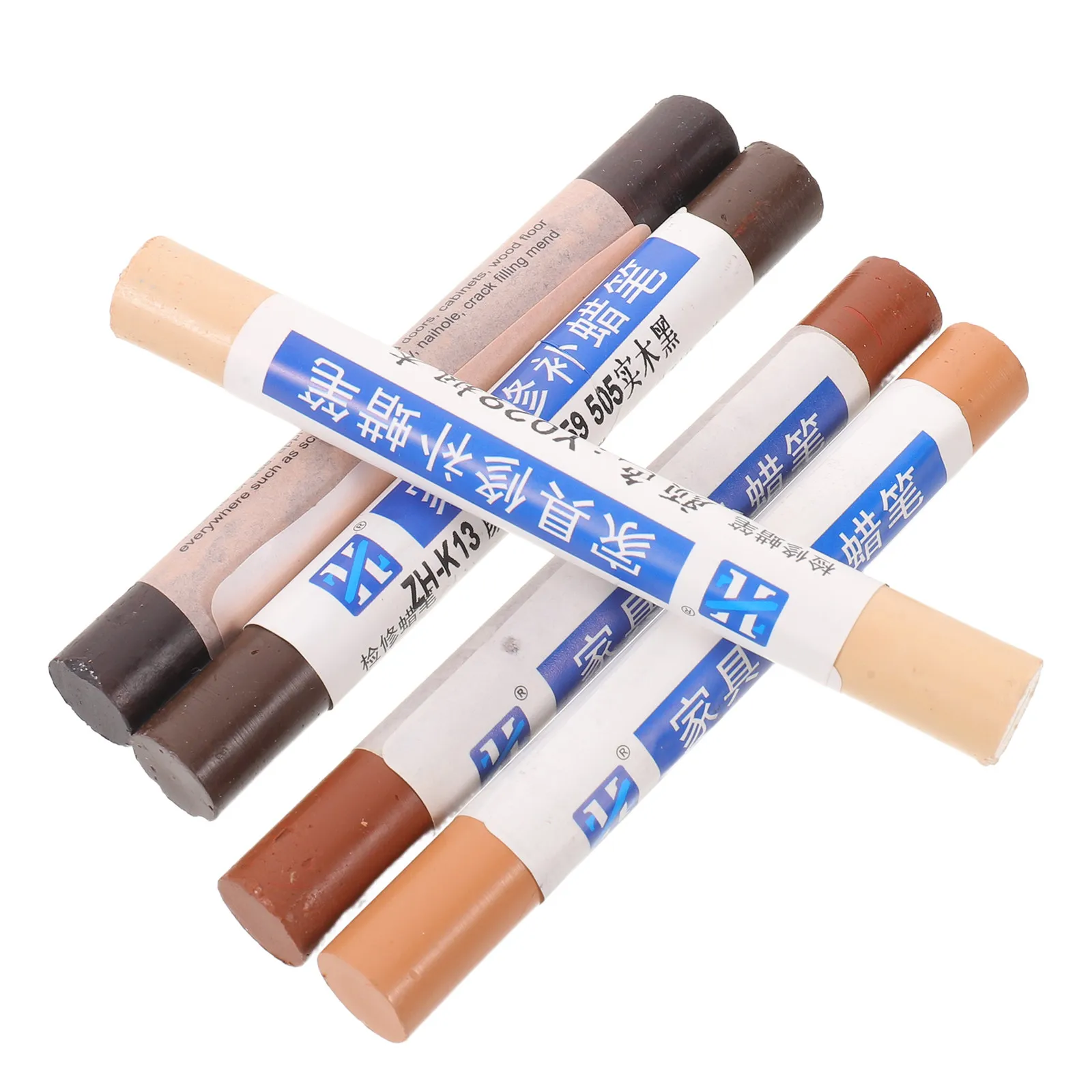 5Pcs Wood Repair Pens and Wax Filler Sticks Multiple Colors Scratch Remover for Furniture Floors Cabinets Tables Doors Wood