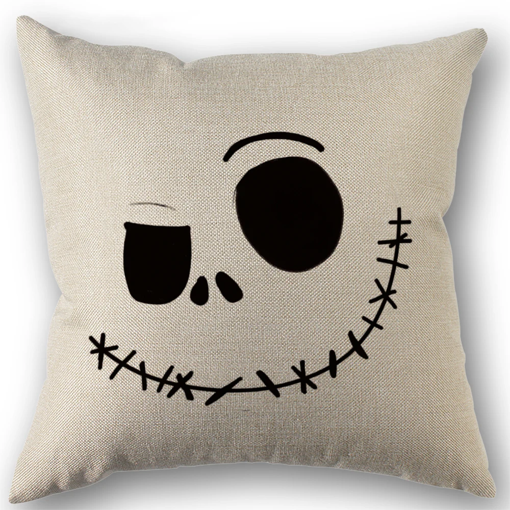 Hollow Skull Linen Square Throw Pillow Case Decorative Cushion Cover Pillowcover for Sofa 18\