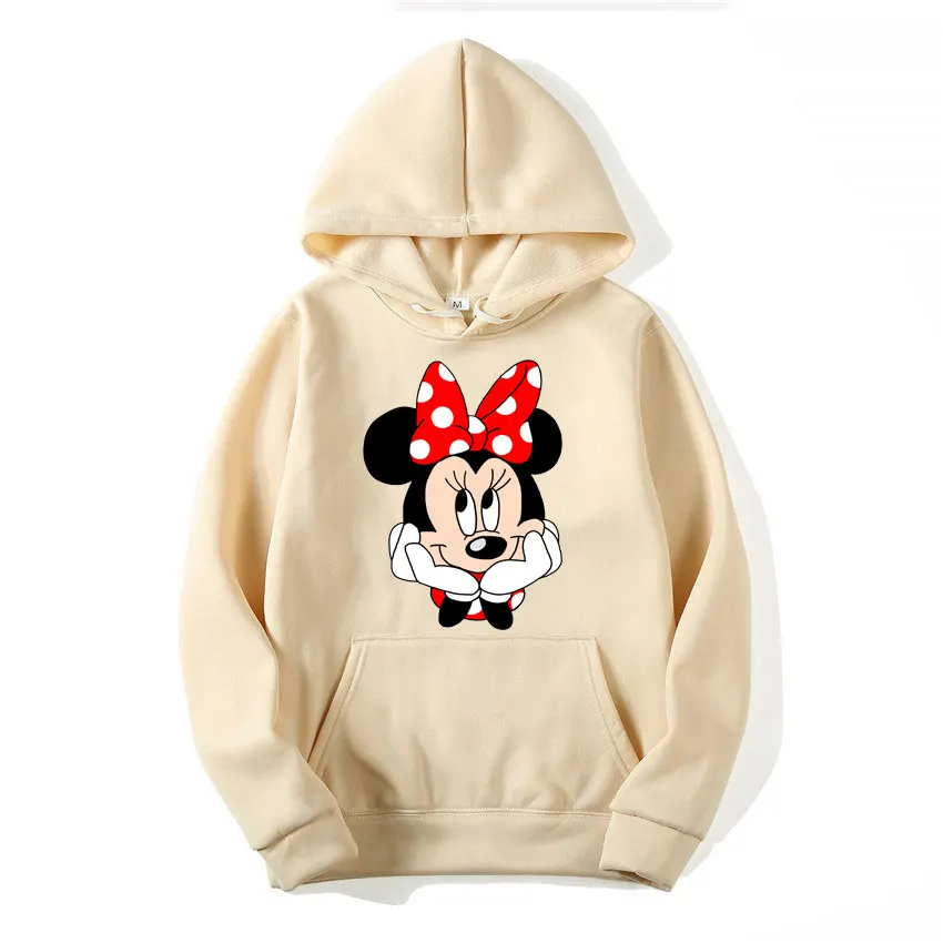 Minnie Mouse Red Women Hoodie Cartoon Anime Men Oversized Sweatshirt 2024 New Fashion Spring Autumn Couple Pullover Tops