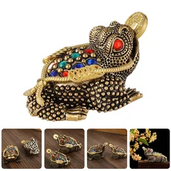Copper Three Legged Toad Wealth Frogs Decoration Money Toad nament Office Statue Figurines Home Decor Copper Adornment Desktop