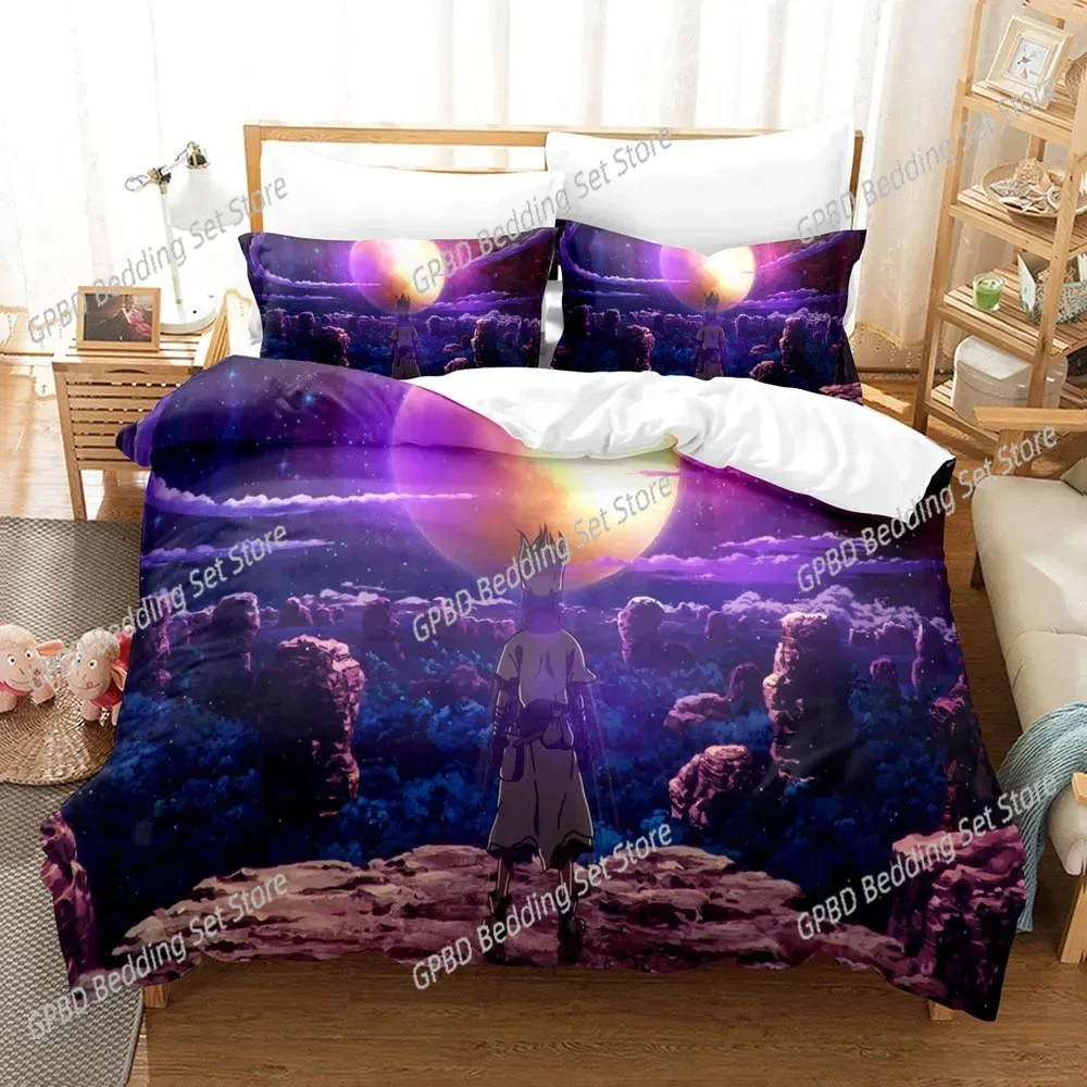 3D Dr.Stone 3D NEW Duvet Cover Pillowcase Bedding Set Adult Boy Girl Bedroom Decoration Children Single Double Large