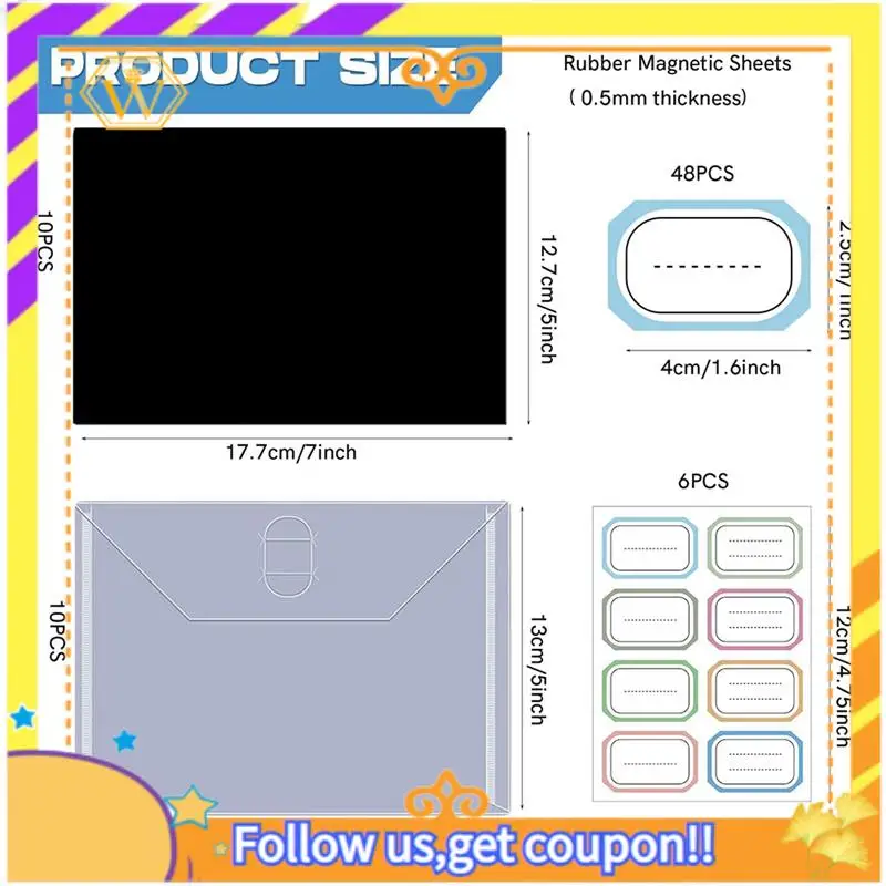最新-10 個のゴム磁気シート 0.5 ミリメートル厚さ 10 個のクリアスタンプダイ収納ポケットステンシルオーガナイザーカード作成用