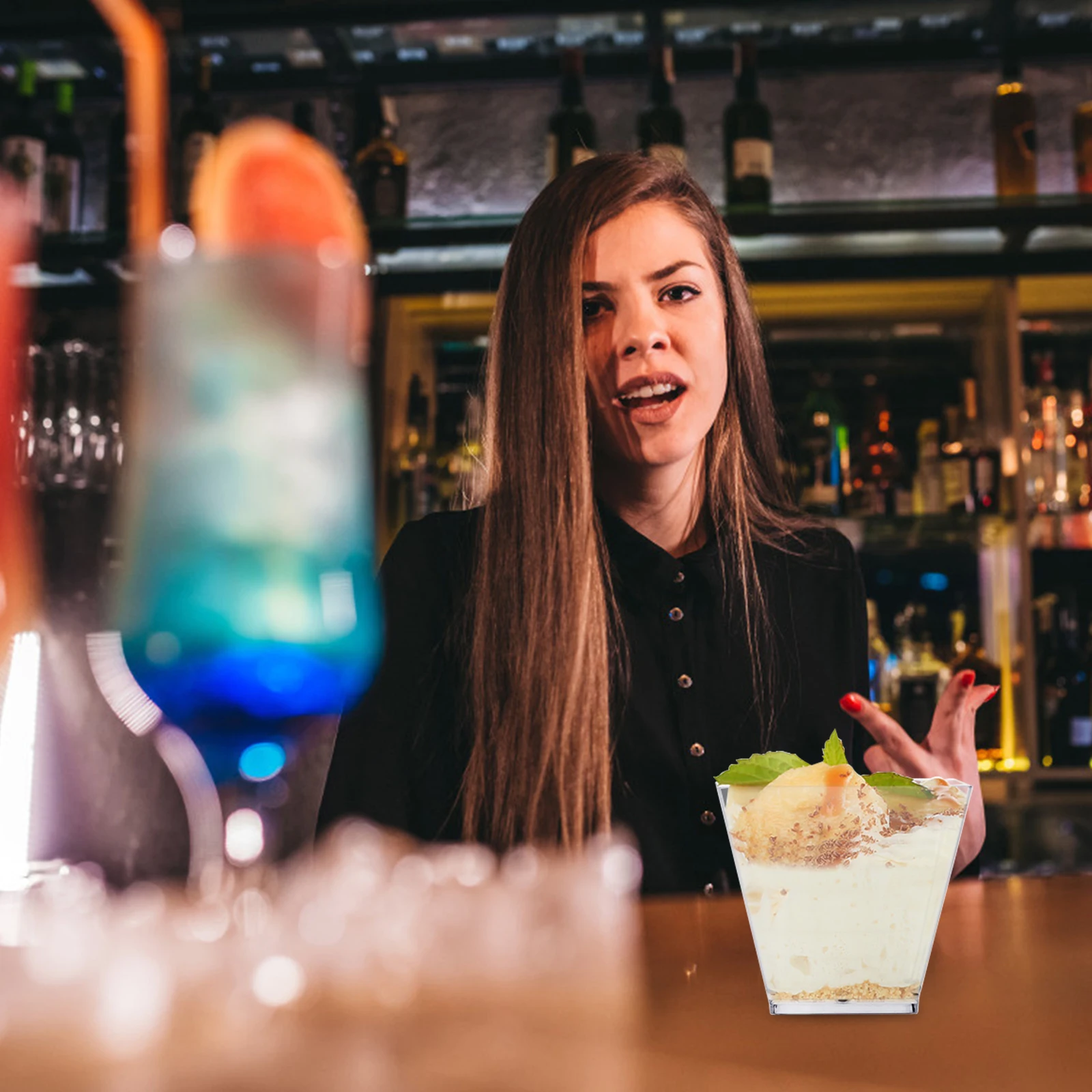 

100Pcs 60ml Transparent Dessert Cups Food Grade Plastic Anti-Leak Design for Jelly Yogurt Mousses Party Use