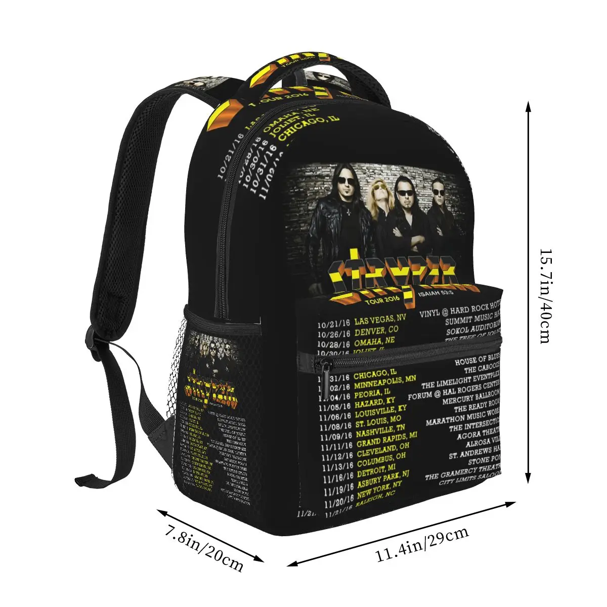 Vintage Stryper Rock Band Metal Tour Backpack Hot Sale Daypack Boys Girls BookBag School Bag Shoulder Bags for Men Women
