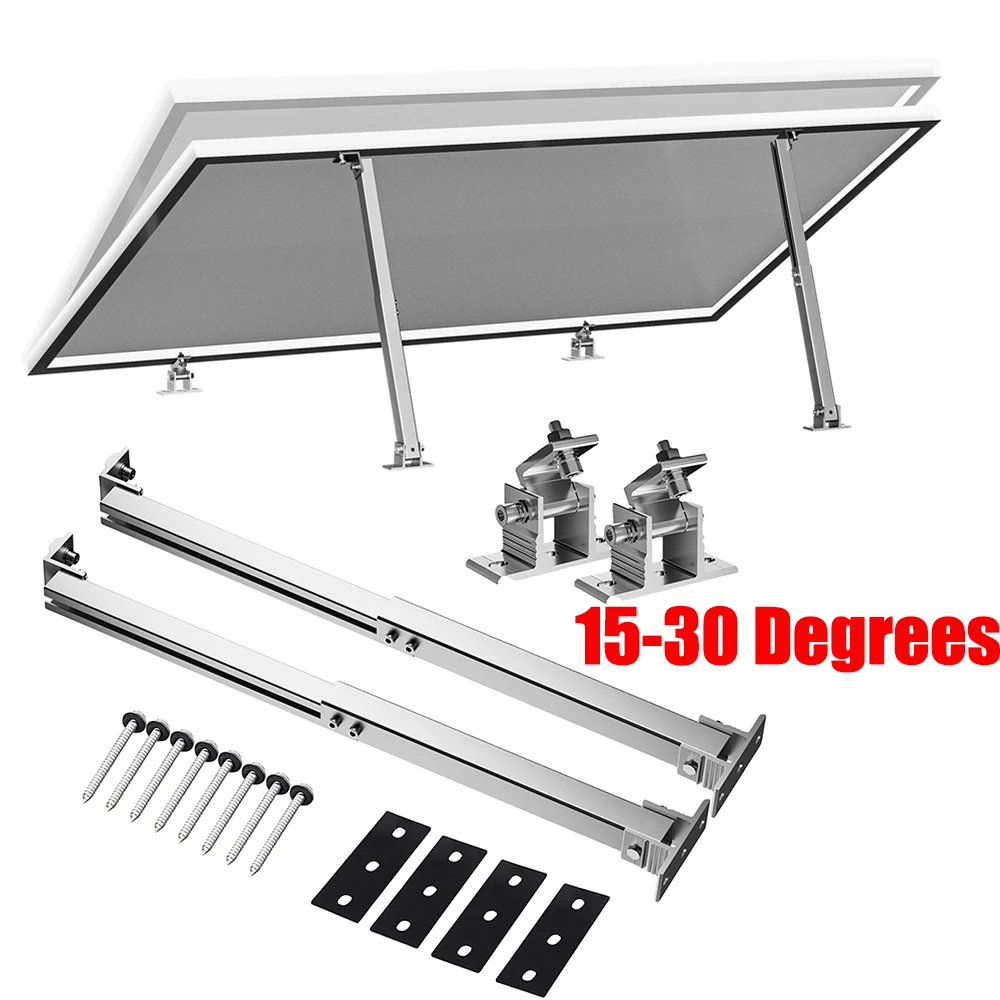 Solar Panel Mount Brackets Aluminum Alloy Flat Roof Mount Holder 15-30 Degrees Photovoltaic Panel Tilt Mount Bracket Adjustable