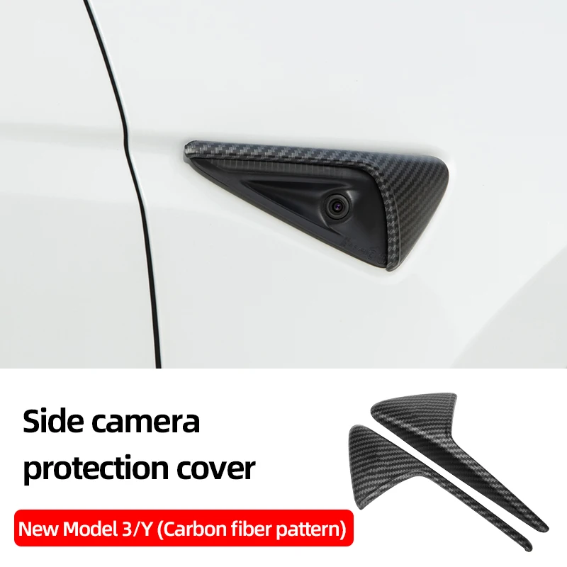 

Car-Side Camera Protection Cover For Tesla Model Y 3 Highland 2024 Model S X Carbon Fiber Grain Wear-Resistant Protective Shell