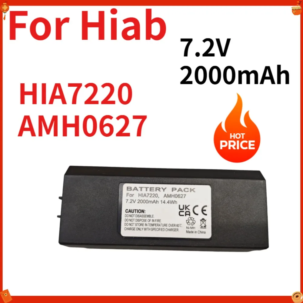 For Hiab HIA7220 AMH0627 7.2V 2000mAh Ni-MH Battery Replacement for XS Drive AX-HI6692 Remote Control Crane Pump