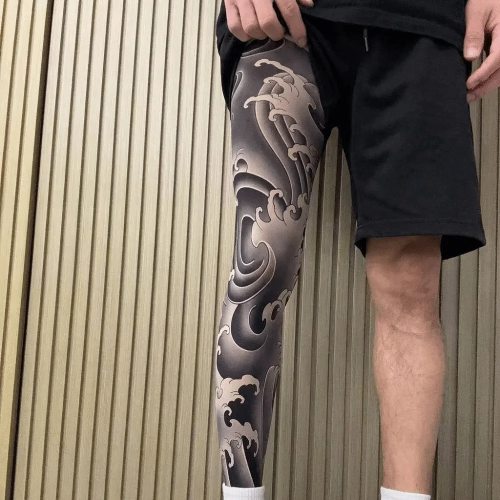 

1 пара стильных носков в японском стиле с тату-принтом, дышащие, тонкие, мужские, с защитой от солнца и УФ-излучения, эластичные, для рыбалки