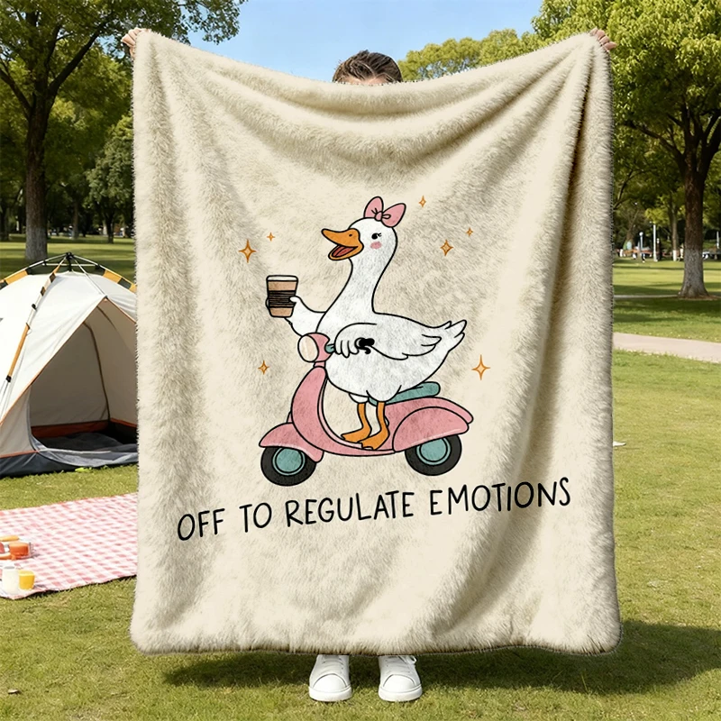 Off To Regulate Emotions Flannel Blanket, Silly Goose Graphic Flannel Blanket, Mental Health Teacher Counselor Gift