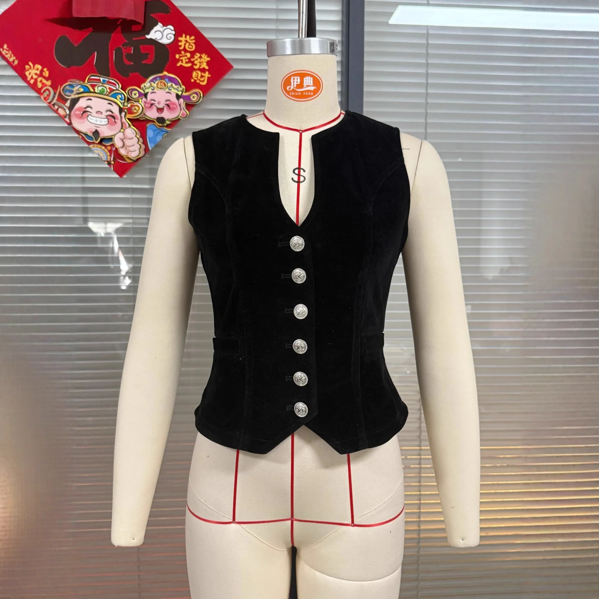 سترات الصدريات سترة نسائية رقيقة متماسكة الخريف تويد مربوط صدرية مكان العمل مزاجه الكلاسيكية مصممة الحديثة شركة خمر #1