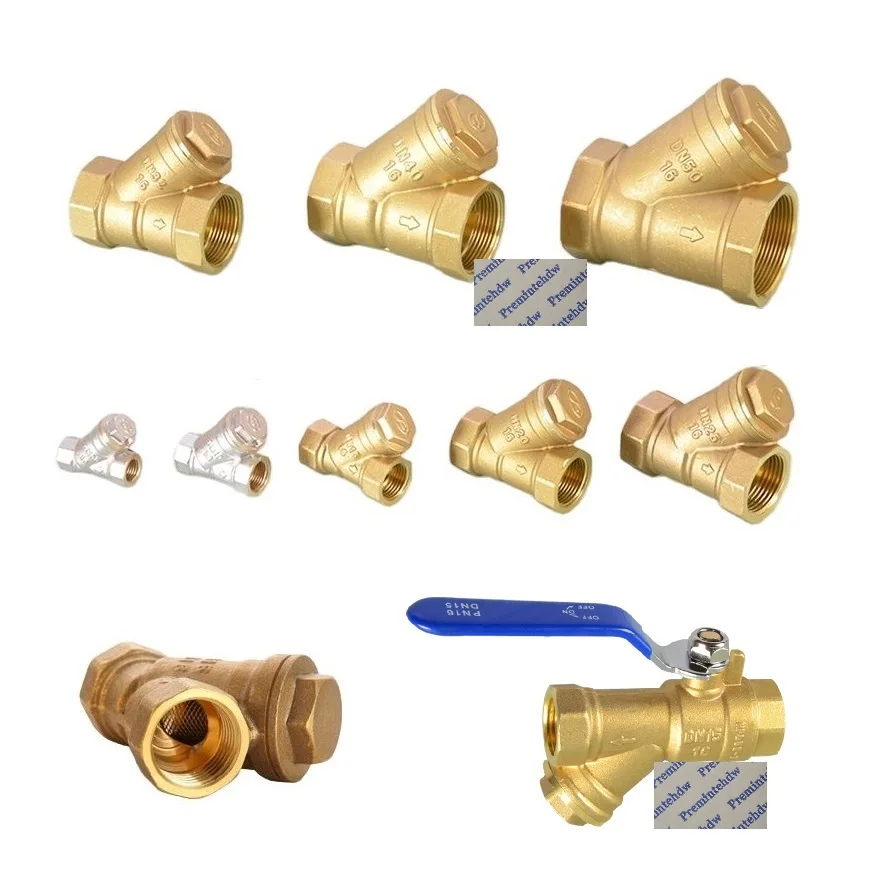 1Pcs Female Thread Y Type Brass Strainer Filter With Cleanout Ball Valve Pipe Fittings Adaptor Water Oil