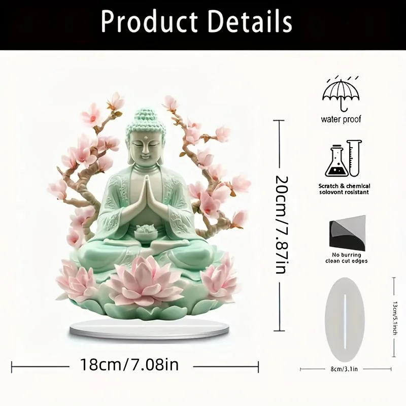 1 Stück Lotus-Terrassen-Buddha-Statue, Bürodekoration, geeignet für Heimdekoration und Bürodekoration, religiöse Dekoration – Detail 6