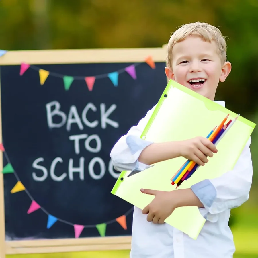 مجلدات بلاستيكية شديدة التحمل مع جيوب أمامية شفافة، 6 عبوات من المجلدات السميكة للغاية مع جيوب وثقوب لمجلدات الجيب