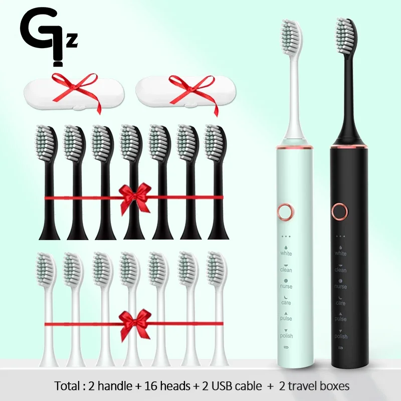 

GeZhou n100 Electric Sonic Toothbrush USB Charge Rechargeable Waterproof Electronic Toothbrush with 8 Replacement Heads